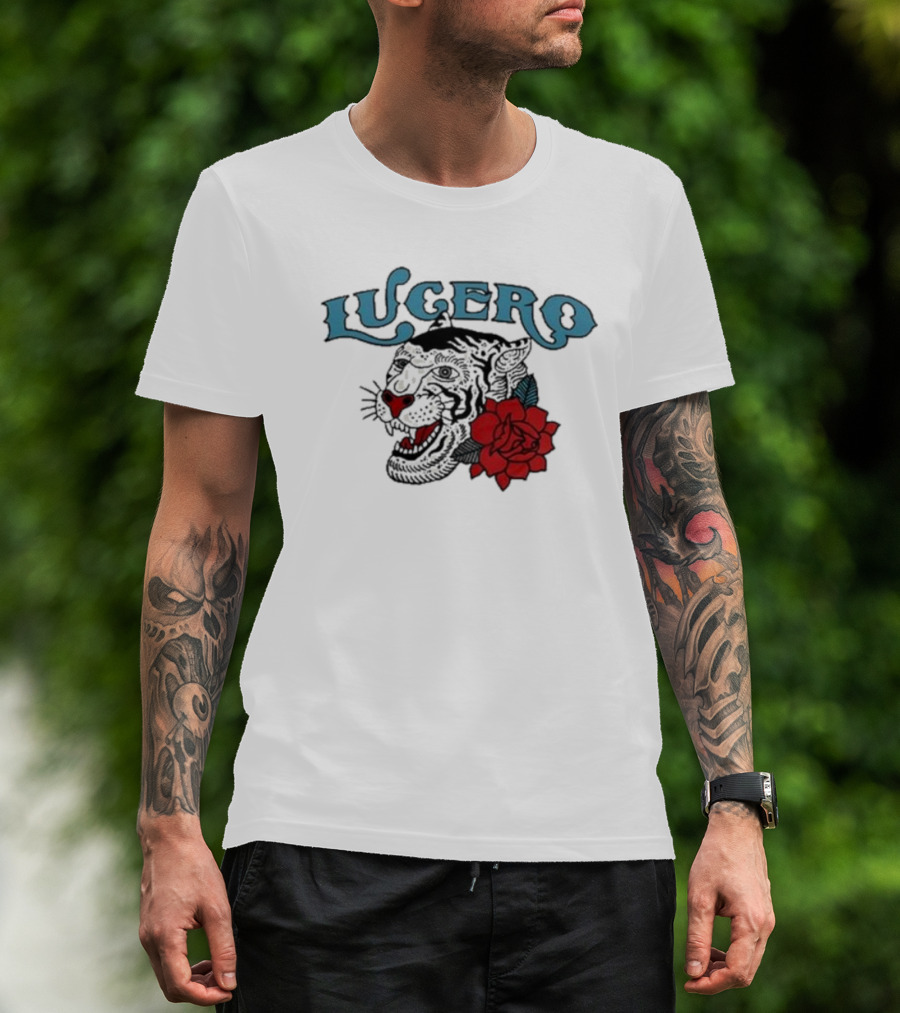 Lucero Panther With Red Rose Tattoo T-Shirt