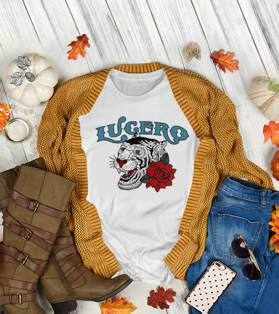 Lucero Panther With Red Rose Tattoo T-Shirt