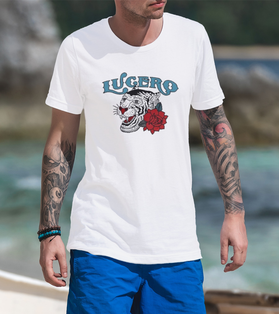 Lucero Panther With Red Rose Tattoo T-Shirt