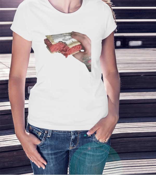 Man Holding Uncooked Meat Sandwich With Tattoos T-Shirt