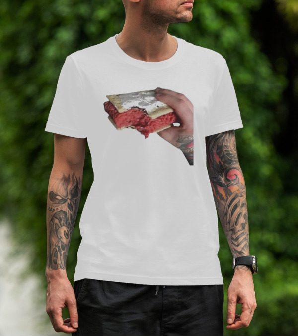 Man Holding Uncooked Meat Sandwich With Tattoos T-Shirt