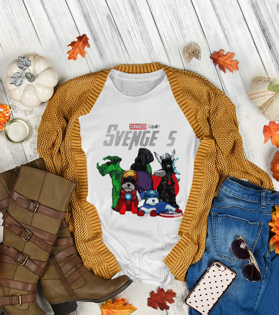 Marvel Avengers Schnauzer Svengers Dogs Superheroes T-Shirt