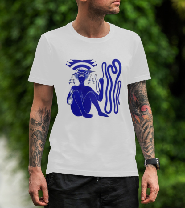 Hiatus Kaiyote Love Heart Cheat Code Abstract Blue Figure With Spiral Elements T-Shirt