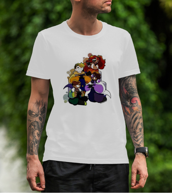 Bish Bash Bots Colorful Cartoon Characters Gaming Together T-Shirt