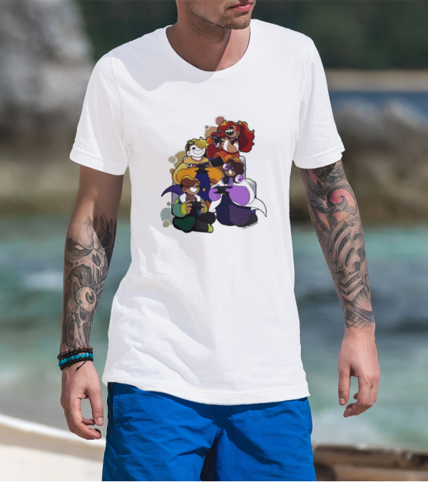 Bish Bash Bots Colorful Cartoon Characters Gaming Together T-Shirt