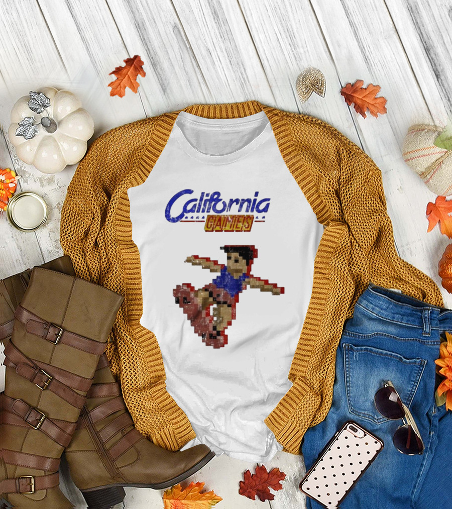 California Games Pixelated Skateboarding Retro Gaming T-Shirt