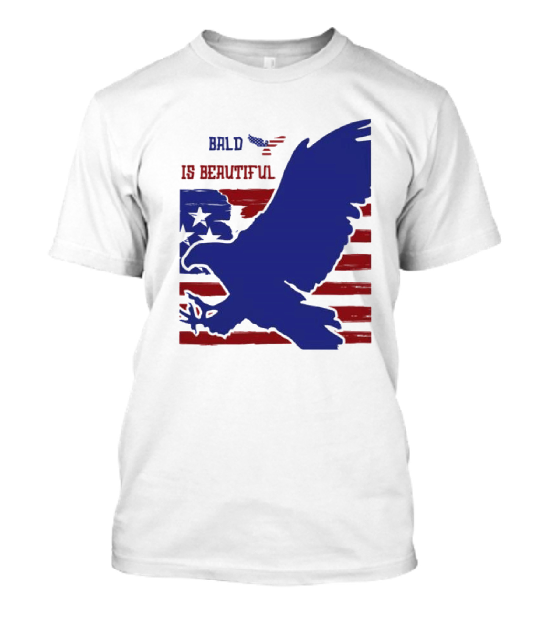 Bald Is Beautiful American Flag Eagle Stars Stripes T-Shirt