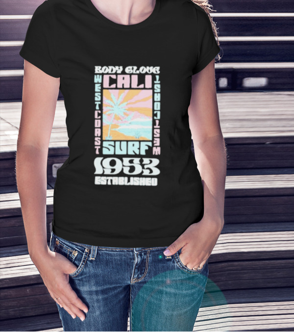 Body Glove Cali Surf 1953 Established West Coast Retro Palm Tree Ocean Waves T-Shirt