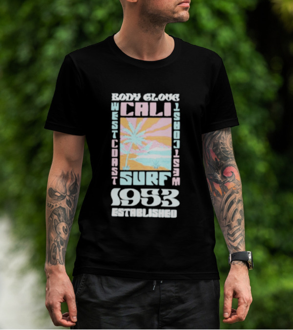 Body Glove Cali Surf 1953 Established West Coast Retro Palm Tree Ocean Waves T-Shirt