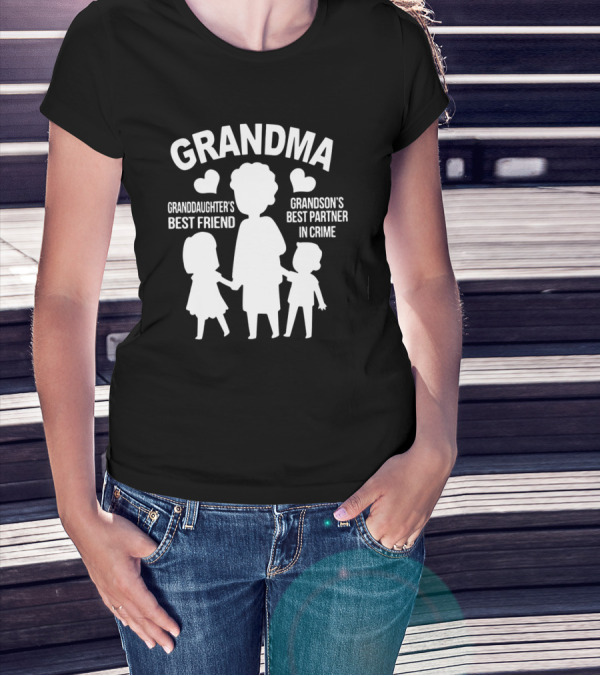 Grandma Granddaughter's Best Friend Grandson's Best Partner In Crime Hearts T-Shirt