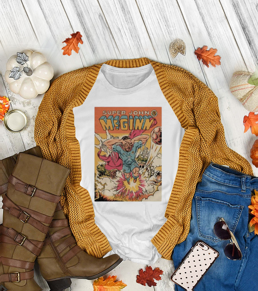 Super John McGinn Flying Hero Soccer Explosion Action Comic T-Shirt
