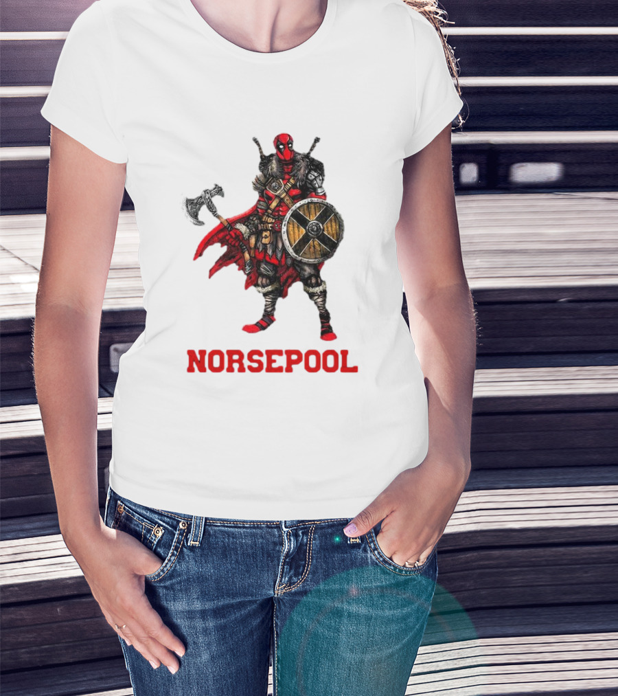 Deadpool Norsepool Viking Warrior With Axe And Shield T-Shirt