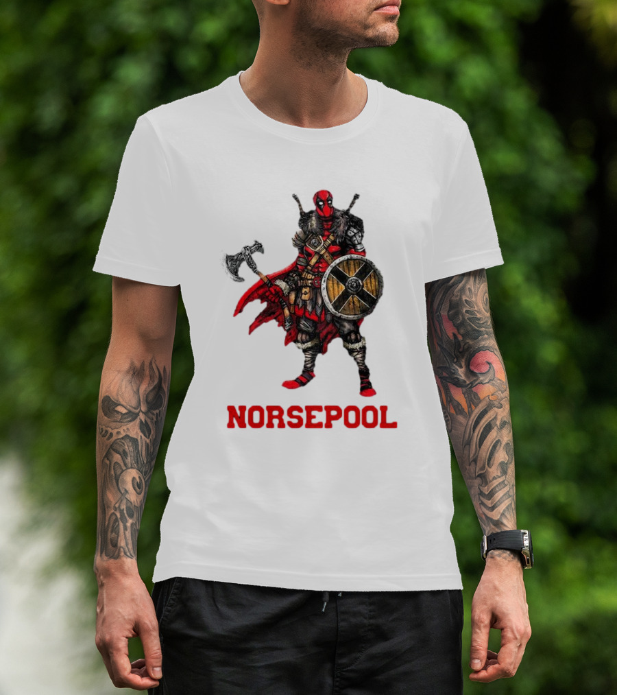 Deadpool Norsepool Viking Warrior With Axe And Shield T-Shirt