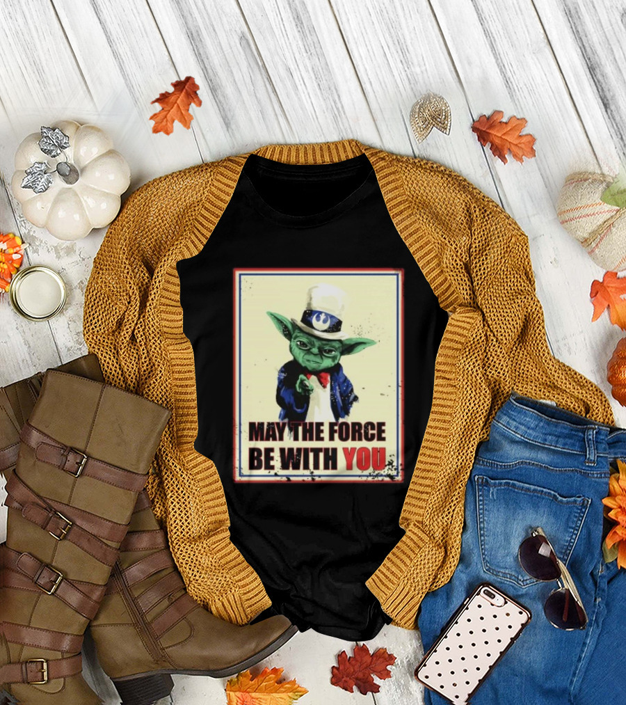 Baby Yoda May The Force Be With You Uncle Sam T-Shirt