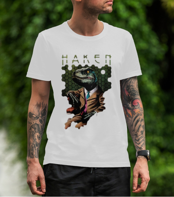 Haken Raptor Sophisticated Dinosaur In Suit T-Shirt