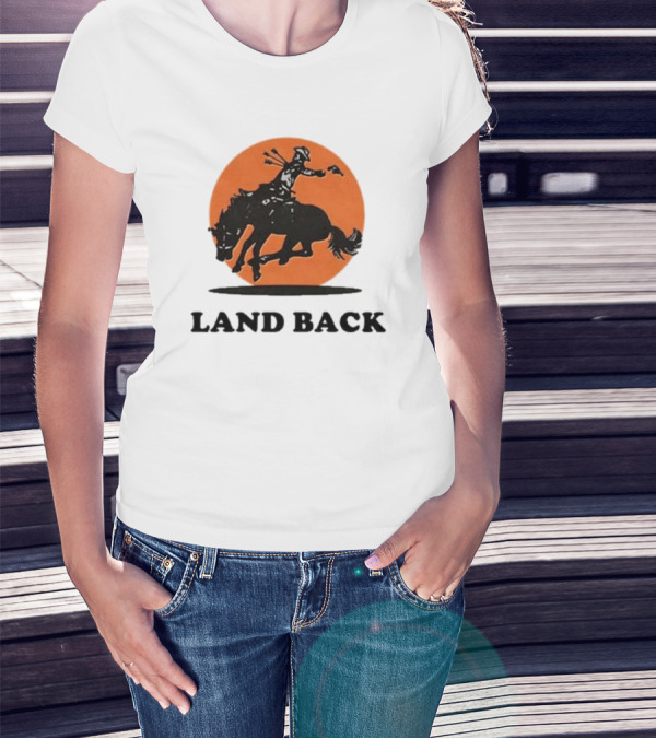 Krime Land Back Cowboy Silhouette With Orange Circle T-Shirt