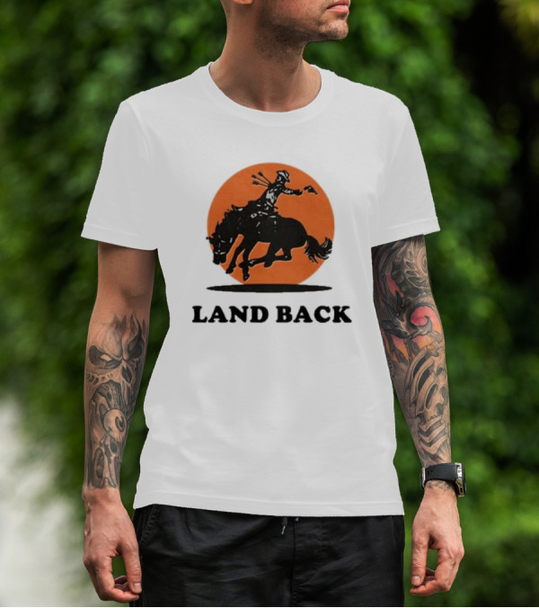 Krime Land Back Cowboy Silhouette With Orange Circle T-Shirt