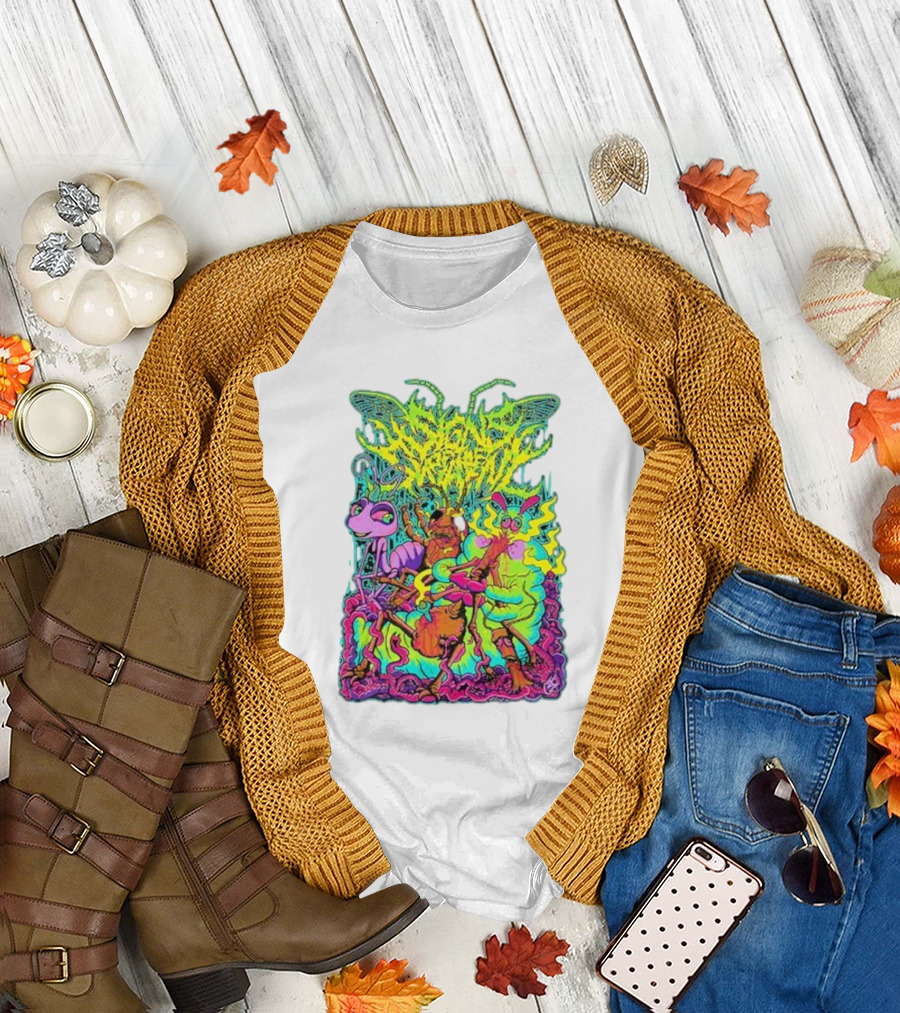 Signs Of The Swarm A Swarm’s Life Neon Psychedelic Insect Adventure T-Shirt