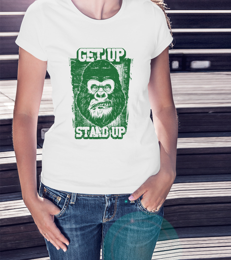 GET UP STAND UP Gorilla Face T-Shirt