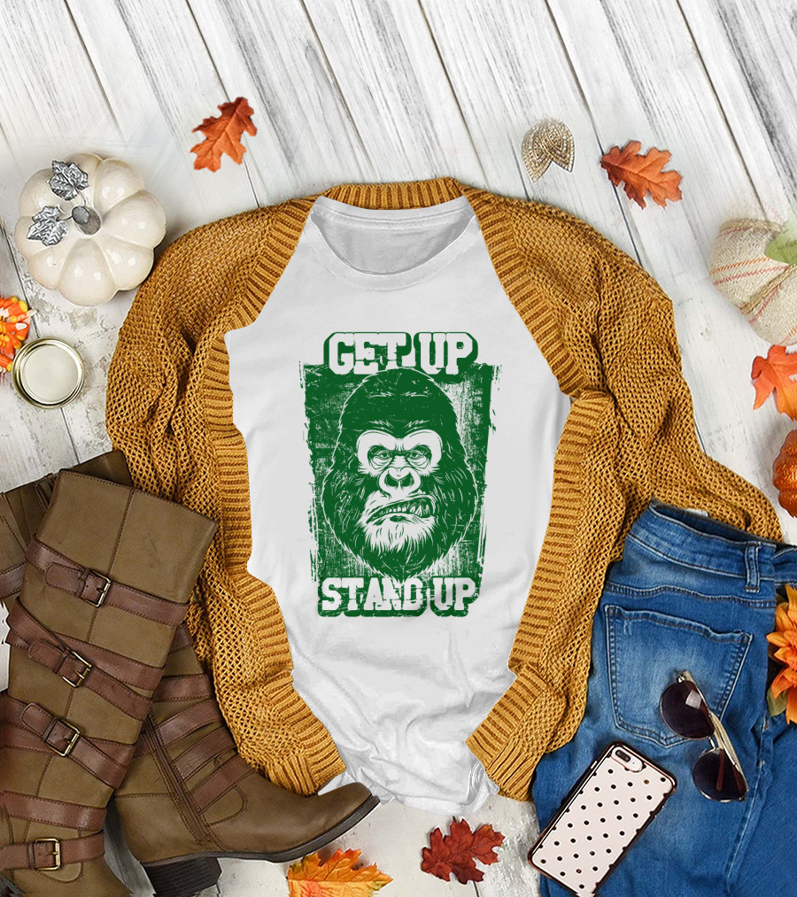 GET UP STAND UP Gorilla Face T-Shirt