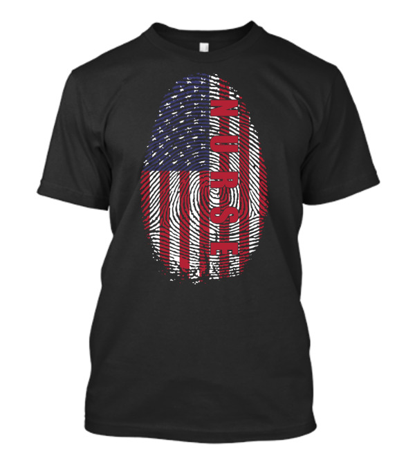 American Flag Fingerprint NURSE Patriotic T-Shirt