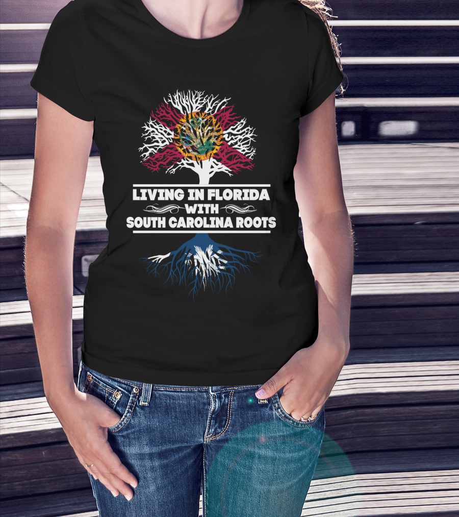Florida Tree With South Carolina Roots Design Featuring State Flag Influence T-Shirt