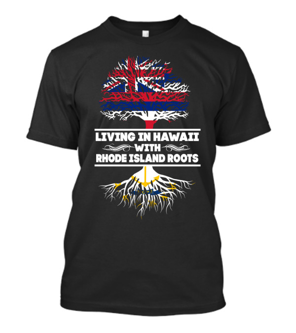 Hawaii Lifestyle Embraced With Deep Rhode Island Heritage Featuring Iconic Flag-Inspired Tree T-Shirt
