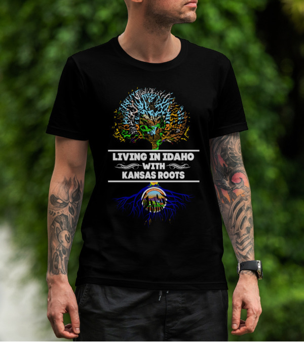 Idaho Living Kansas Roots Tree Art With State Symbols T-Shirt