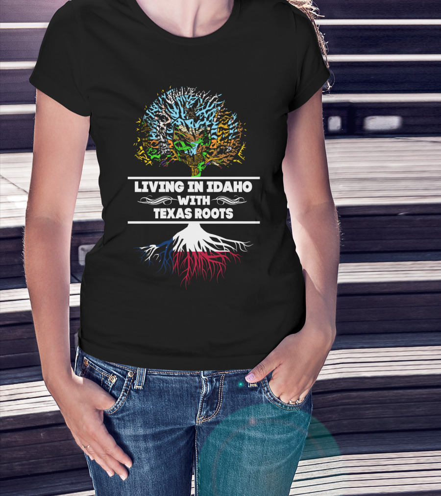 Idaho Living Texas Roots Tree Graphic With Vibrant Colorful T-Shirt
