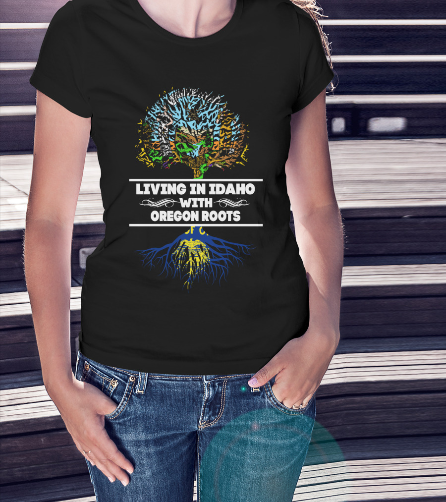 Living In Idaho With Oregon Roots Vibrant Tree T-Shirt