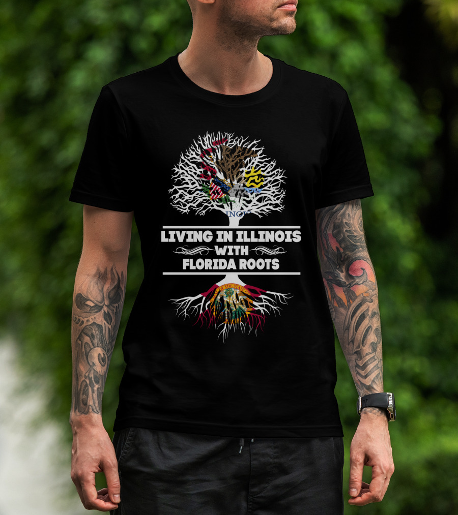 Living In Illinois With Strong Florida Roots Flag Tree T-Shirt