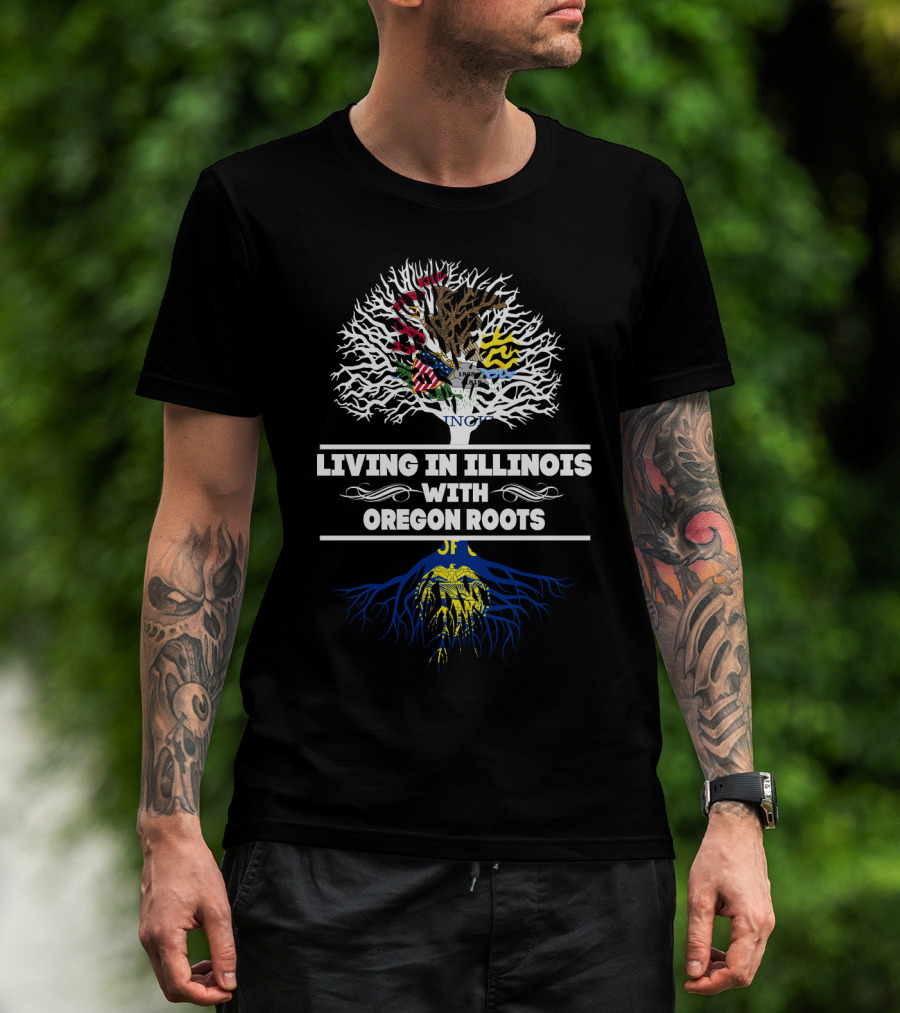 Illinois State Pride With Oregon Heritage Tree Symbolism T-Shirt