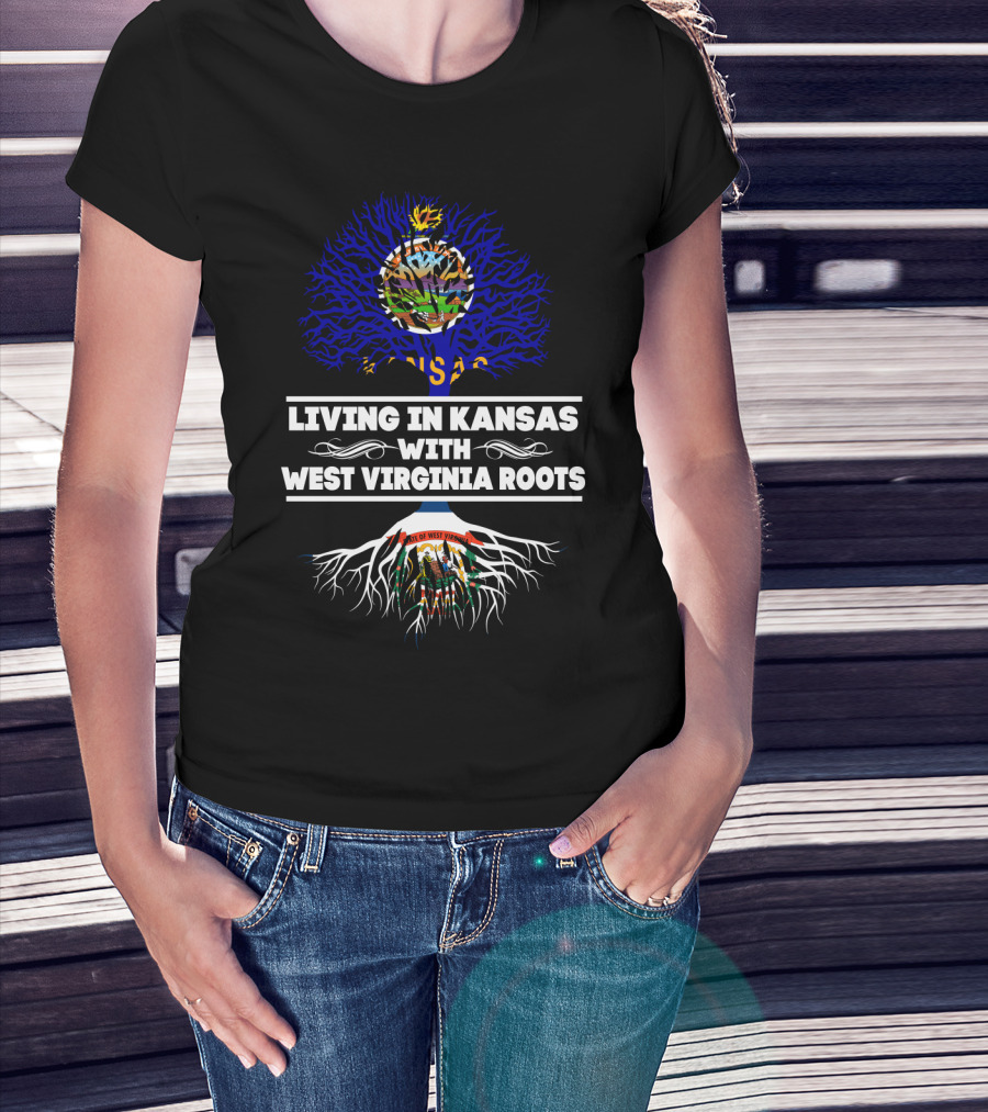 Kansas Home State West Virginia Family Heritage Roots Tree T-Shirt