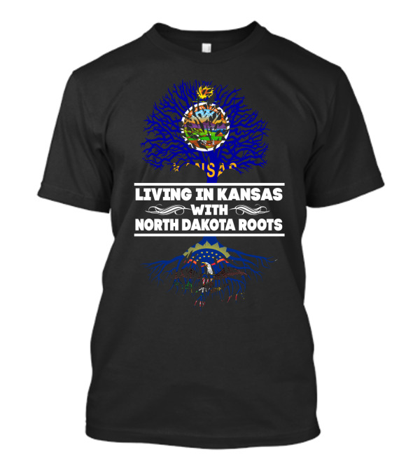 Kansas Life With Deep North Dakota Heritage Featuring State Emblems T-Shirt