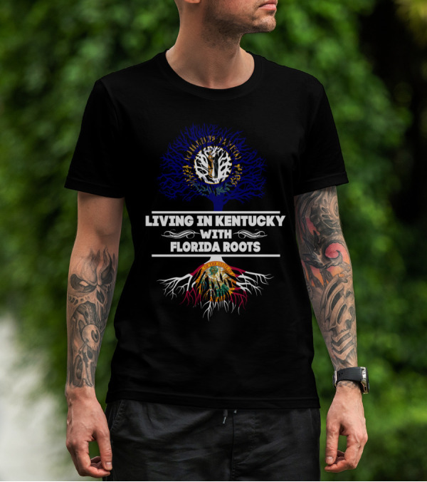 Living In Kentucky With Florida Roots Tree And State Seal T-Shirt