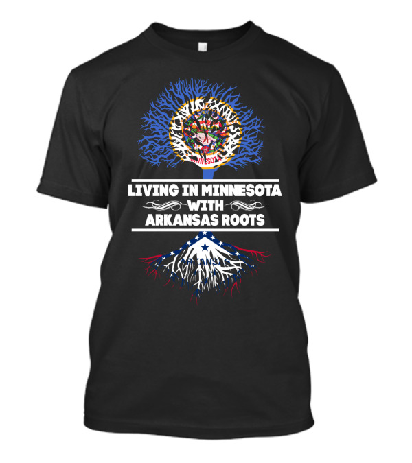 Living In Minnesota Arkansas Roots Featuring State Symbols And Tree T-Shirt