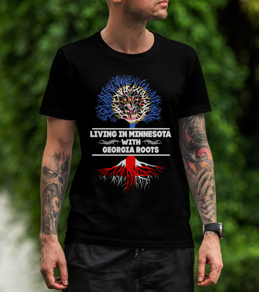 Minnesota Pride With Georgia Heritage Tree Art Featuring State Seals T-Shirt