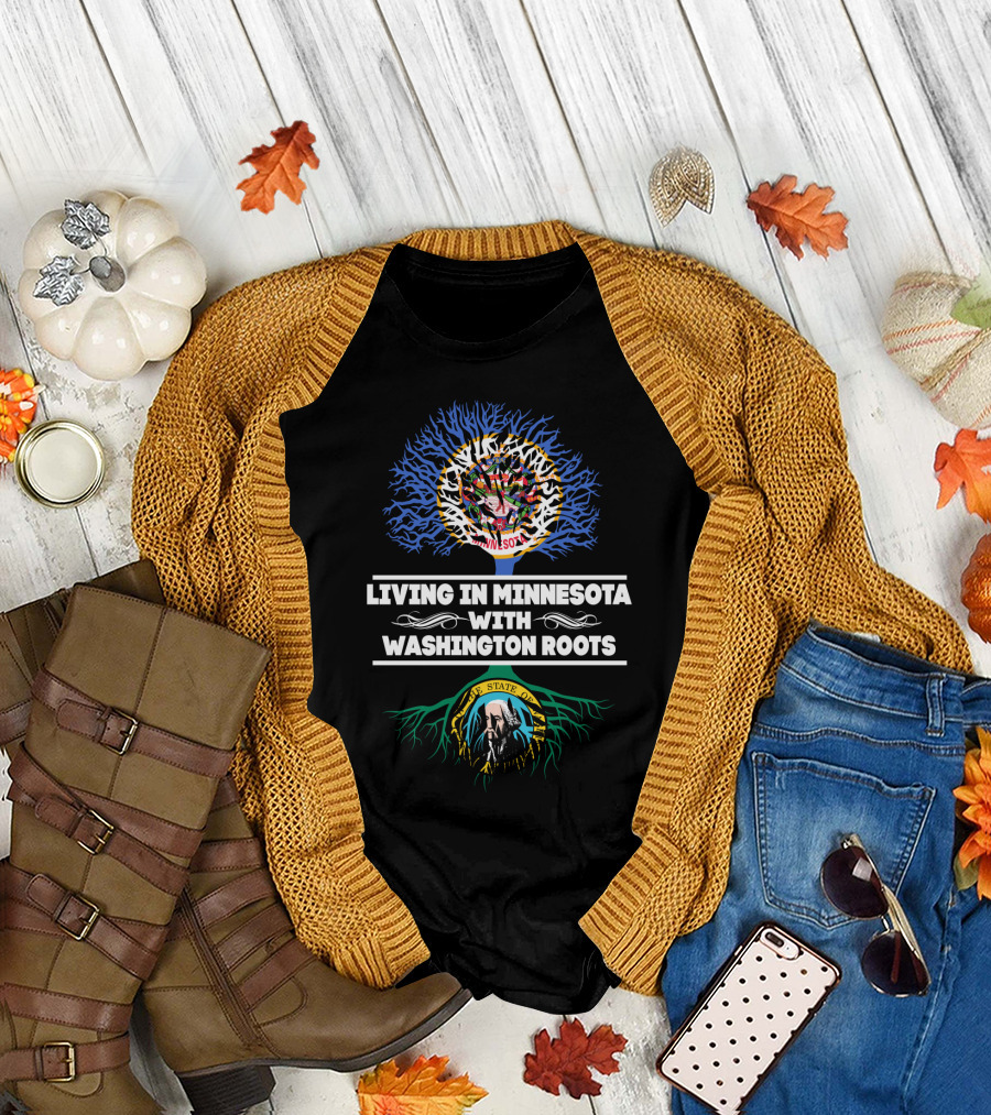Minnesota Tree Lifestyle Highlighting Washington Heritage with State Seals T-Shirt