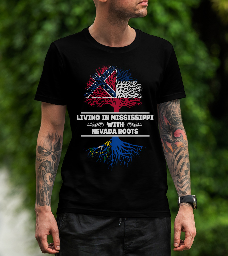 Mississippi State Flag Tree Graphic With Nevada Roots Symbolism T-Shirt