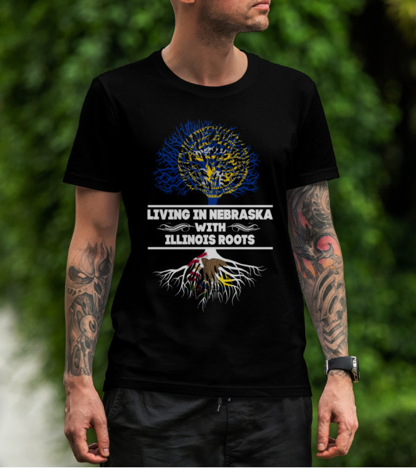 Nebraska State Pride Tree With Illinois Roots Emblem T-Shirt