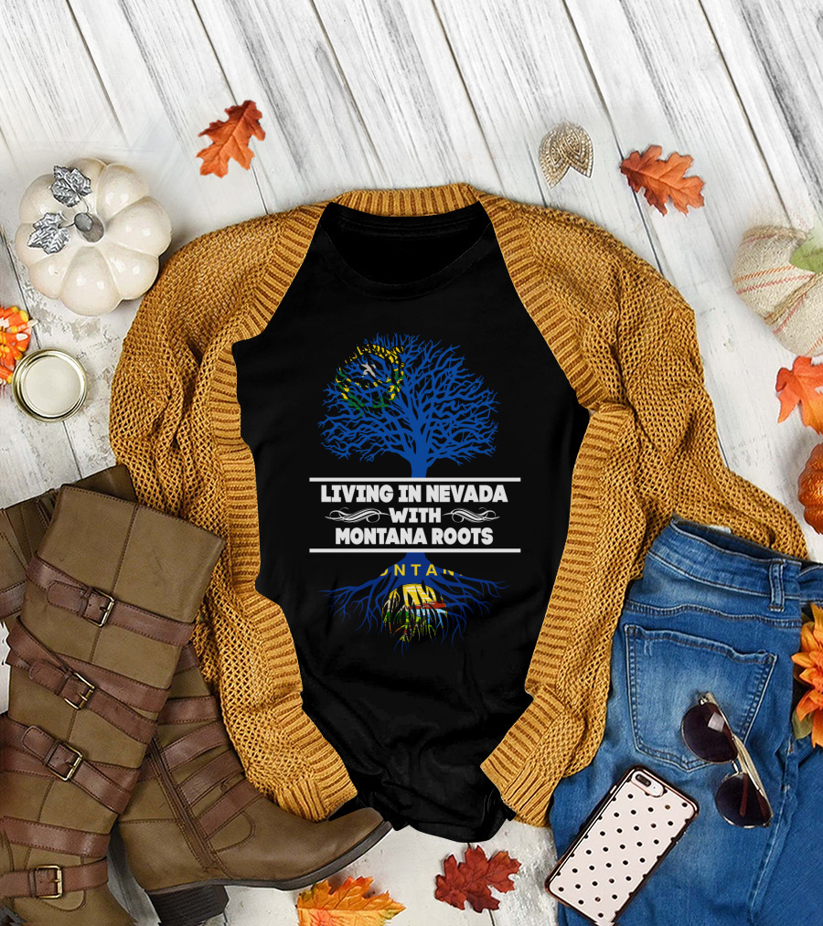 Nevada Life with Montana Heritage Symbolism in Tree T-Shirt