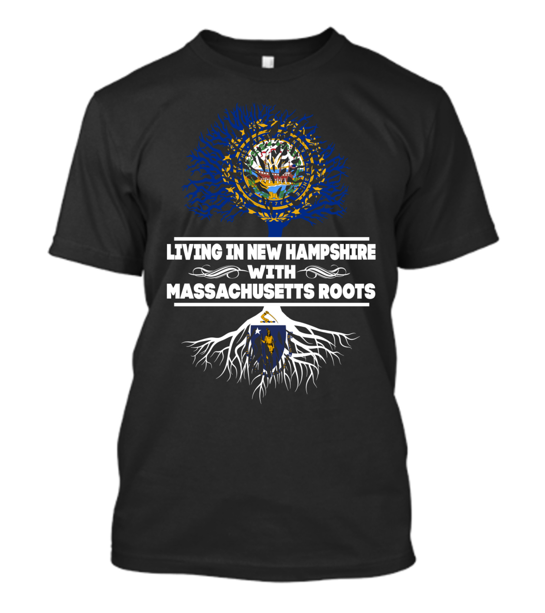 New Hampshire Living Massachusetts Heritage Symbolism Emblem Tree T-Shirt