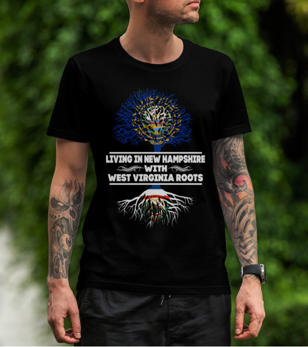 New Hampshire Living With Deep West Virginia Roots Tree Symbols T-Shirt