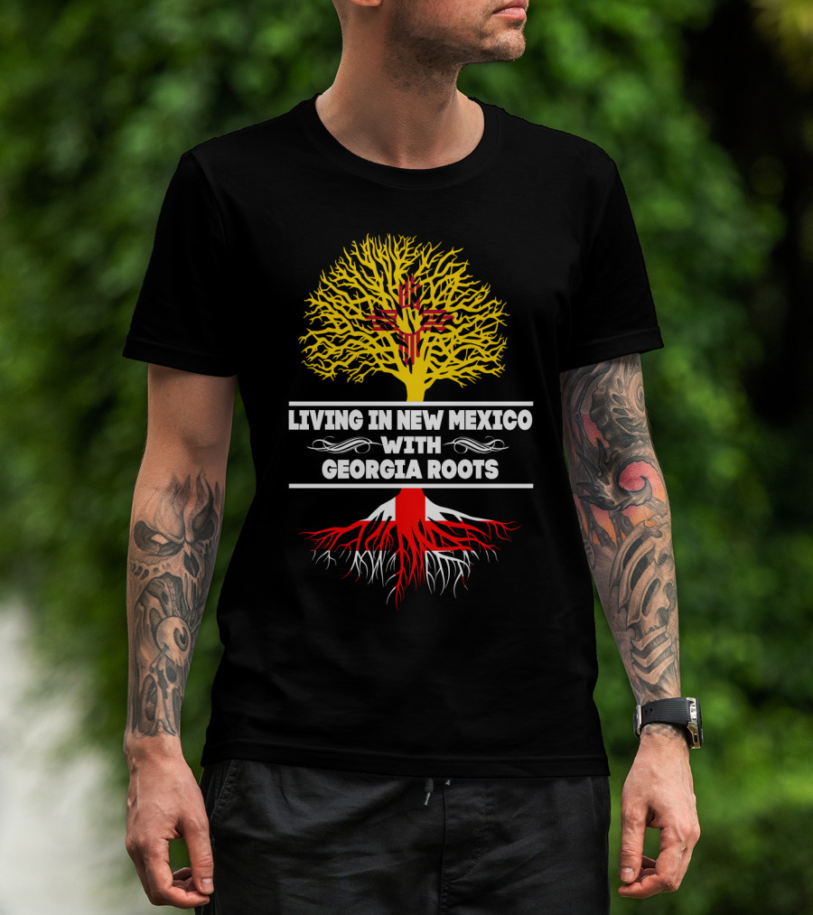 Living In New Mexico With Georgia Roots Zia Symbol Tree T-Shirt