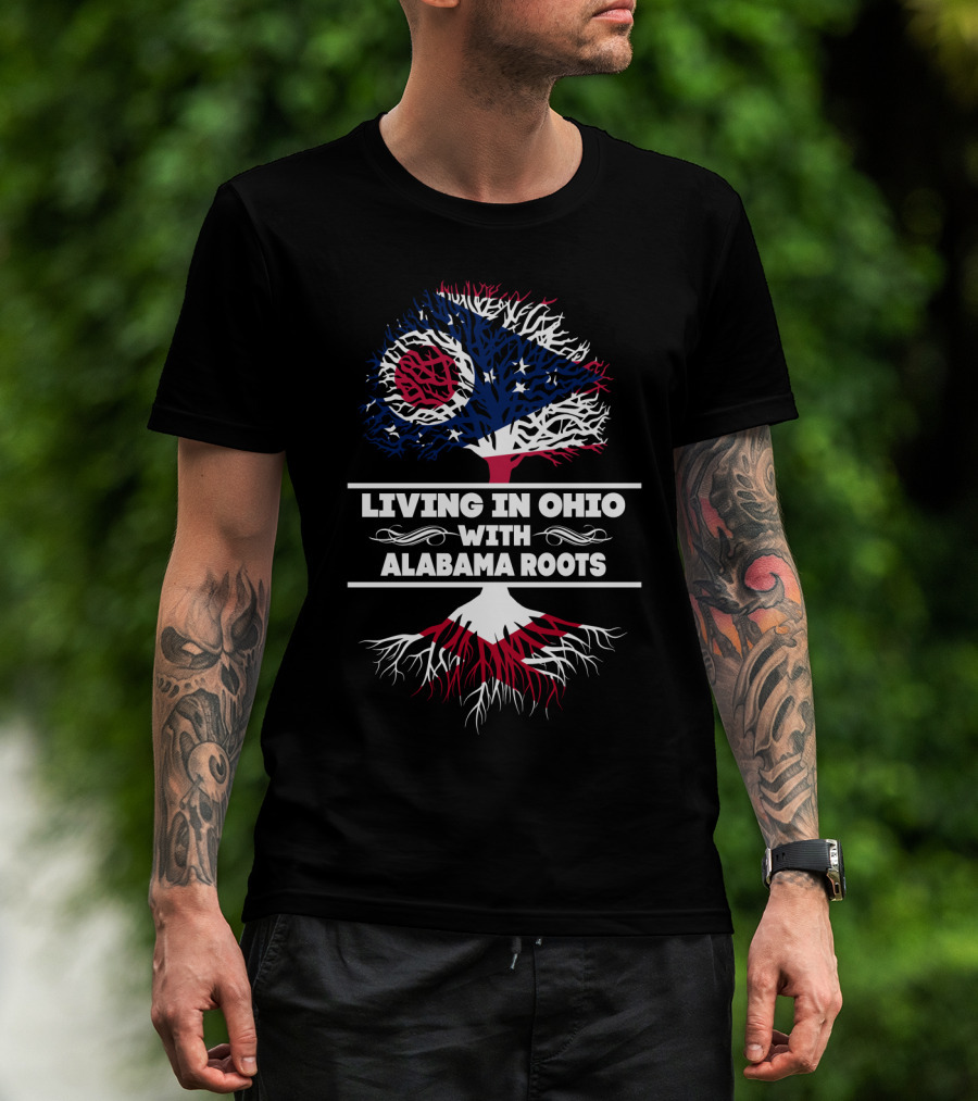 Ohio Flag Tree With Alabama Roots Iconography Living In Ohio With Deep Southern Heritage Connection T-Shirt