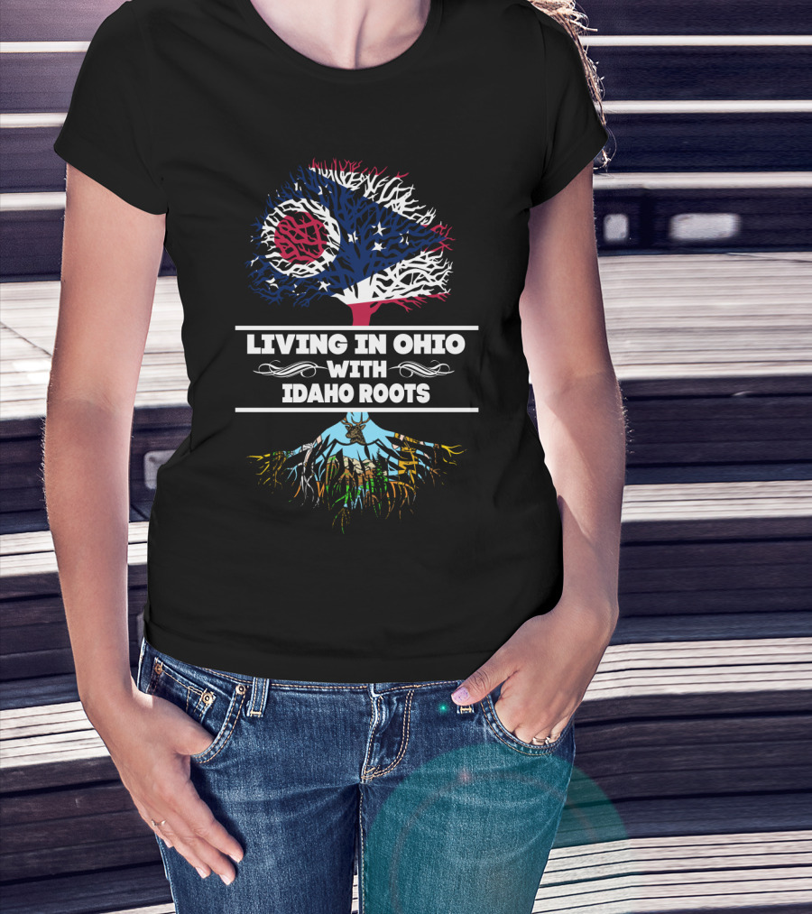 Ohio Pride With Idaho Heritage Tree Graphic Featuring State Flags And Scenic Roots T-Shirt
