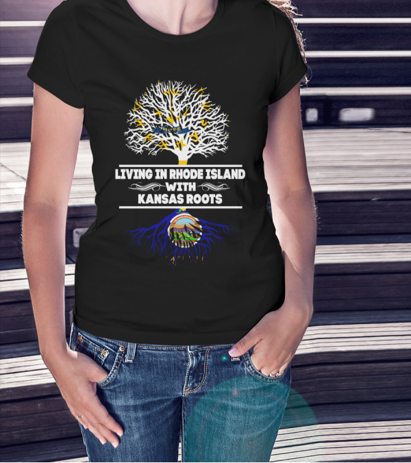 Rhode Island Life Embracing Kansas Heritage Tree T-Shirt
