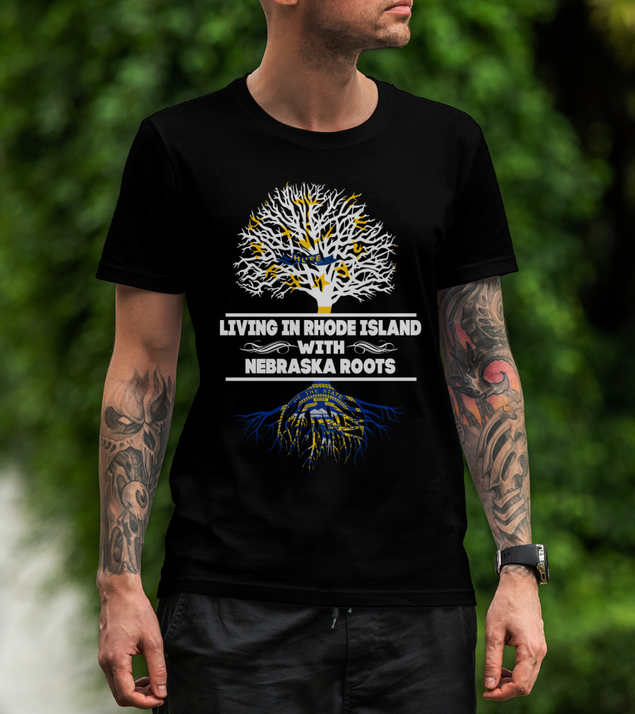 Rhode Island Resident With Deep Nebraska Roots And State Seal Tree T-Shirt
