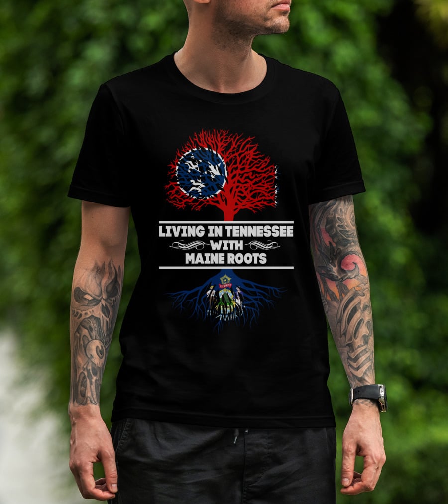 Tennessee Living Maine Heritage Tree With American Flag T-Shirt