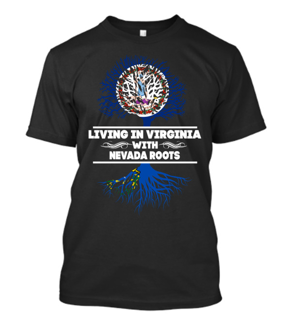 Living In Virginia With Nevada Roots Blue Tree Design Virginia Seal T-Shirt